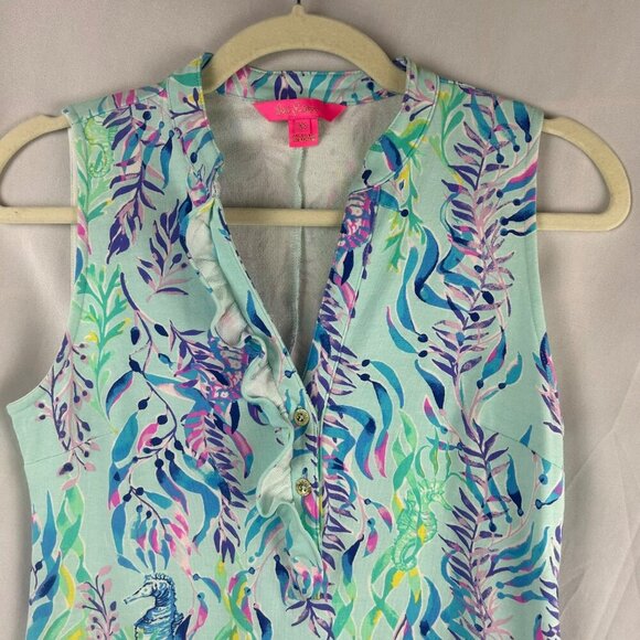 Lilly Pulitzer Sherryn Shift Dress Women XS Blue Oasis Tint Swim Shady Seahorse - Picture 4 of 9